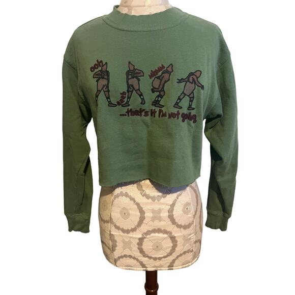 That's It I'm Not Going Anywhere Grinch Cropped Sweatshirt Medium - Picture 1 of 6